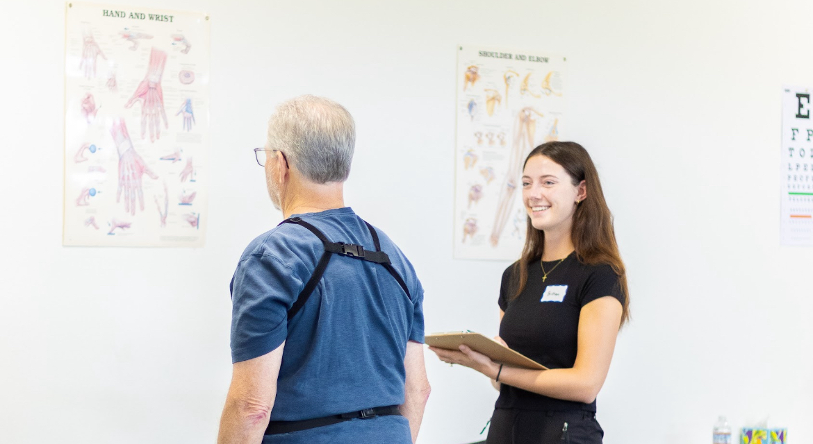 Senior Britton Cheney  gathers data of a participant as a research as sistant for the LPLS